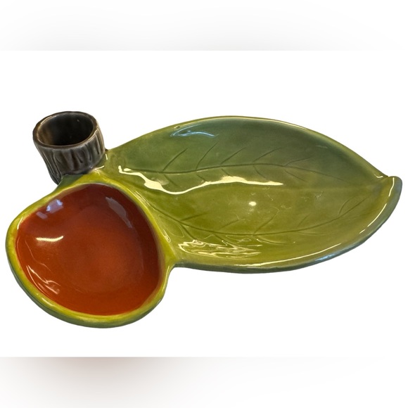 Elgen Arts Uncommon Goods Ceramic Leaf Design Olive Style Serving Dish - Picture 1 of 7